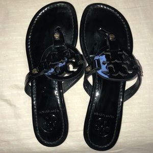 Tory Burch Miller shiny black sandals